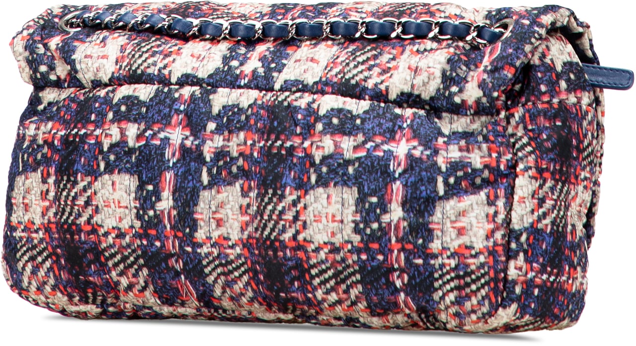 Chanel CC Nylon Tweed Print Single Flap Blauw