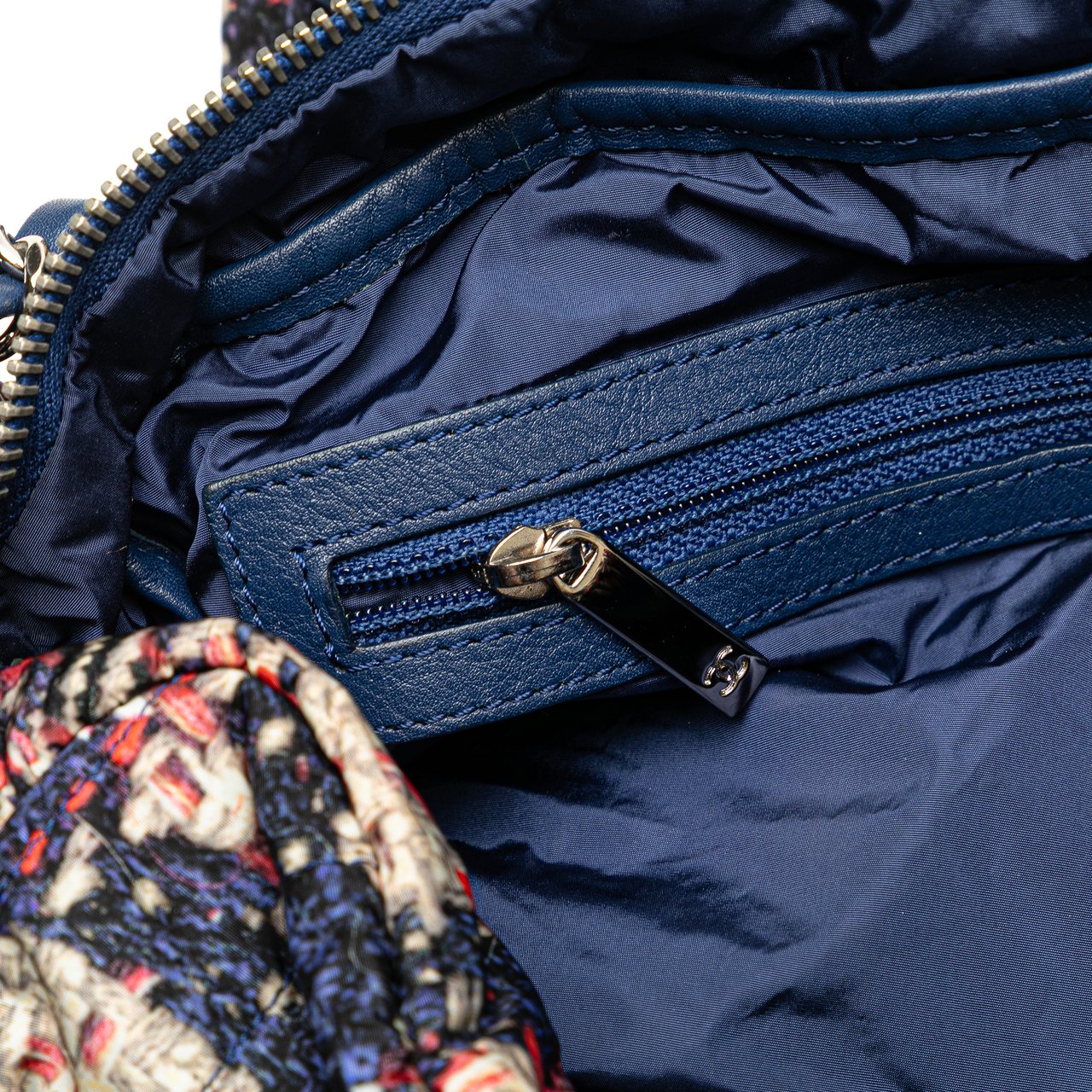 Chanel CC Nylon Tweed Print Single Flap Blauw