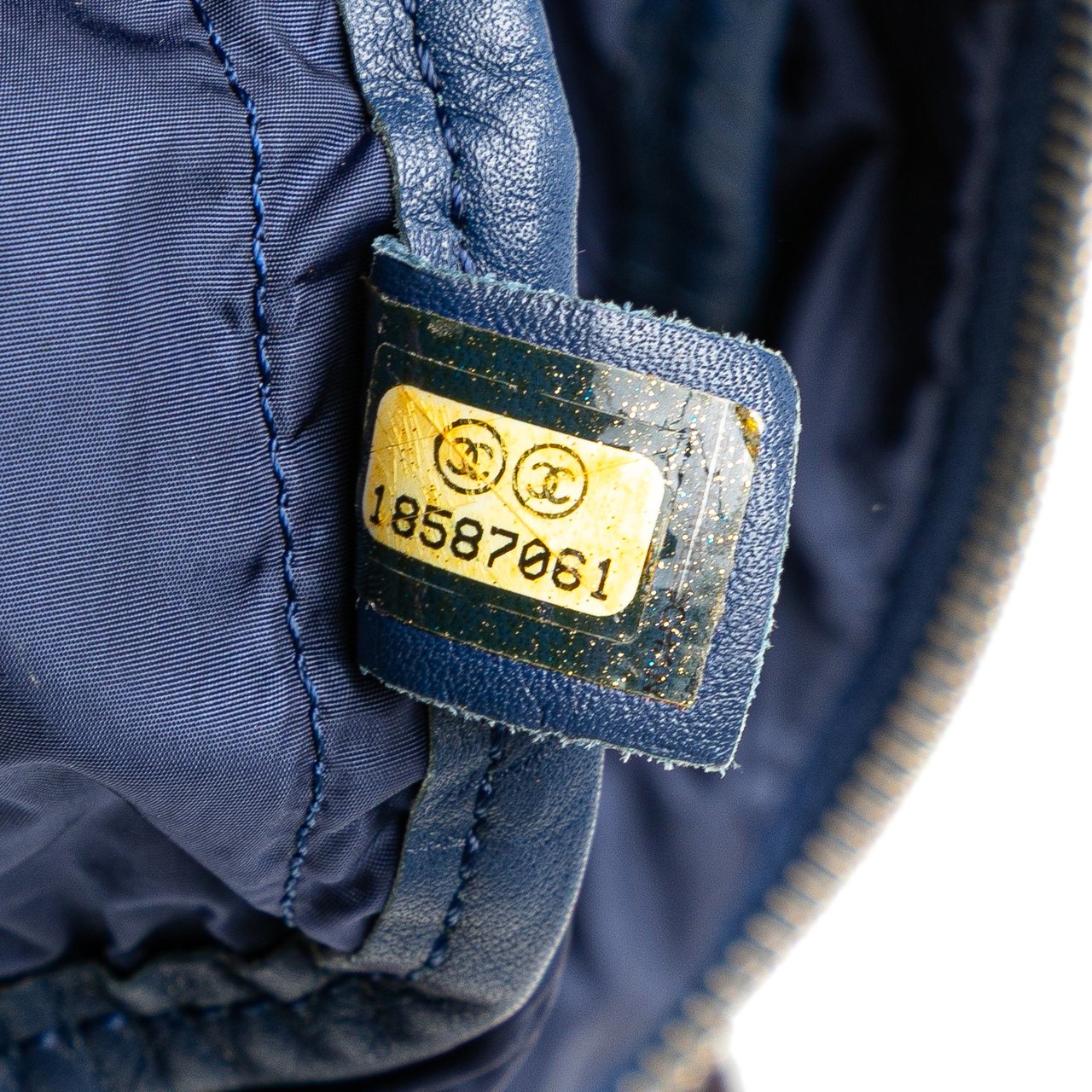 Chanel CC Nylon Tweed Print Single Flap Blauw