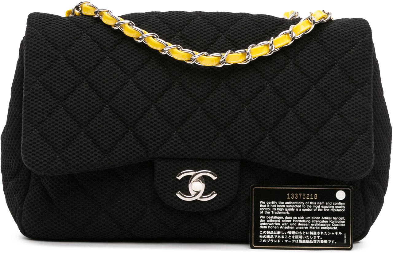 Chanel Jumbo Classic Mesh Single Flap Zwart