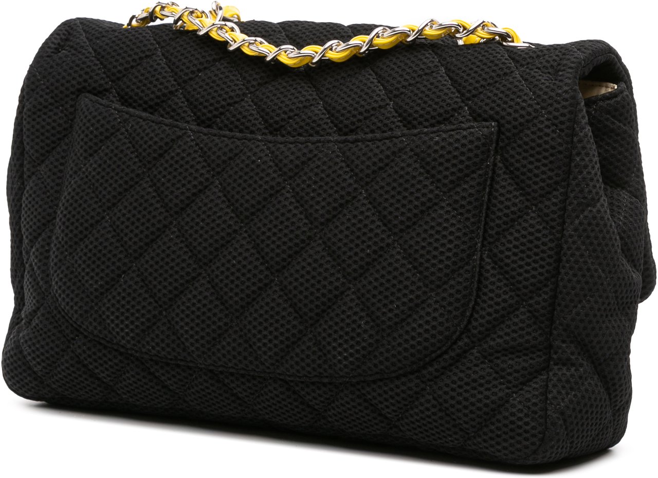 Chanel Jumbo Classic Mesh Single Flap Zwart