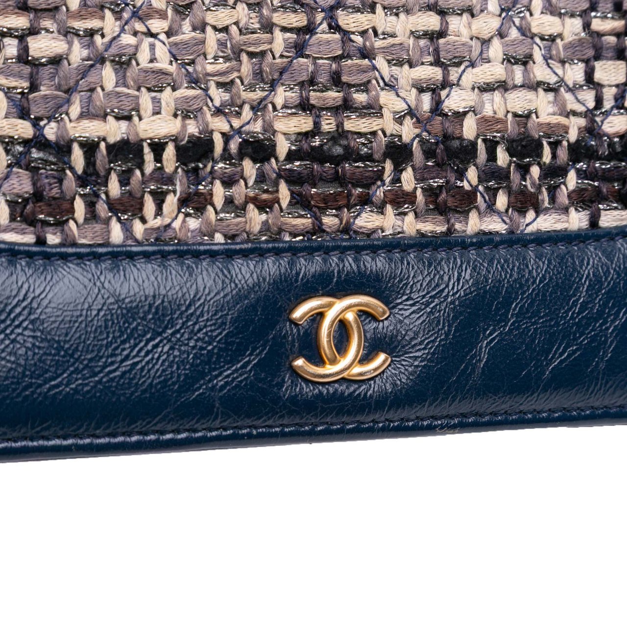 Chanel Quilted Tweed and Calfskin Gabrielle Wallet On Chain Bruin