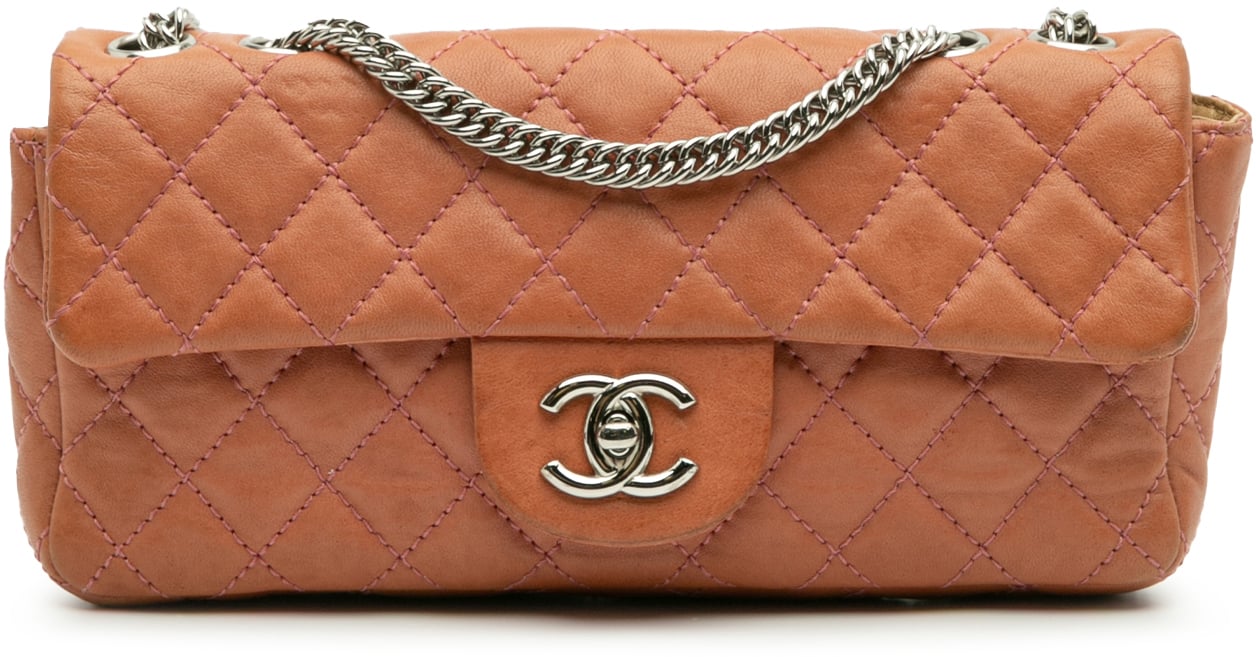 Chanel Classic Lambskin East West Single Flap Oranje