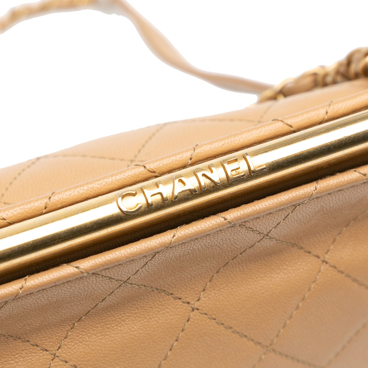 Chanel Quilted Lambskin CC Logo Bar Shoulder Bag Bruin