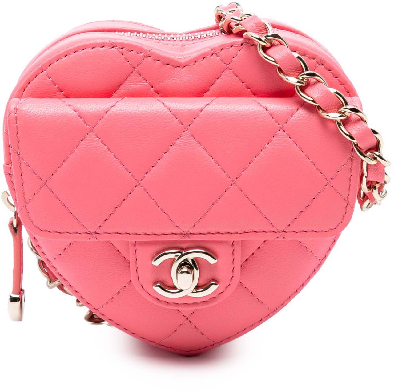 Chanel Mini Lambskin CC in Love Heart Crossbody Roze