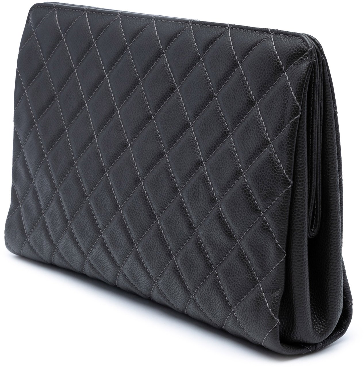 Chanel Large CC Quilted Caviar CC Clutch Zwart