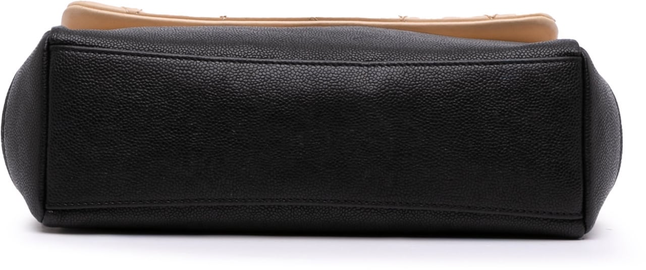 Chanel CC Bicolor Quilted Calfskin and Caviar Single Flap Bruin