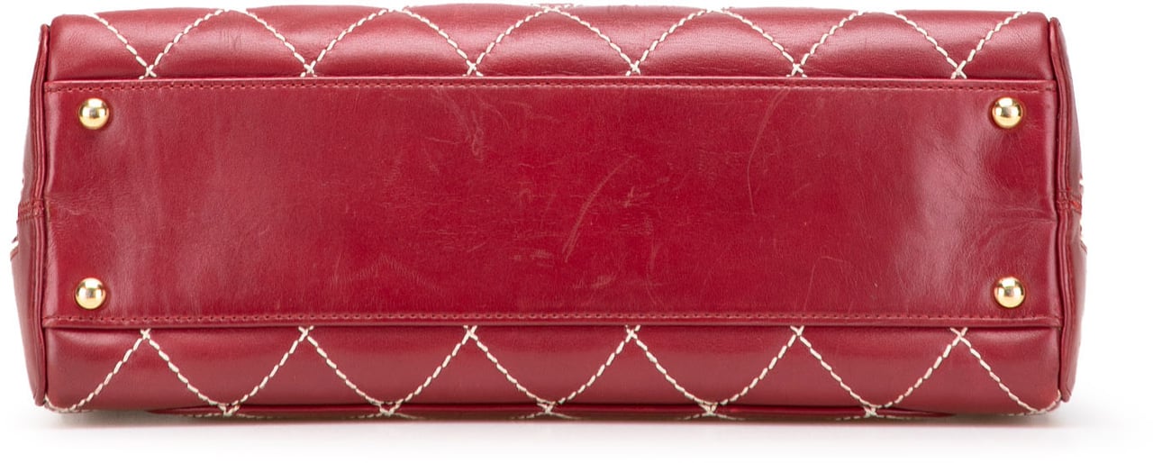 Chanel CC Lambskin Wild Stitch Handbag Rood