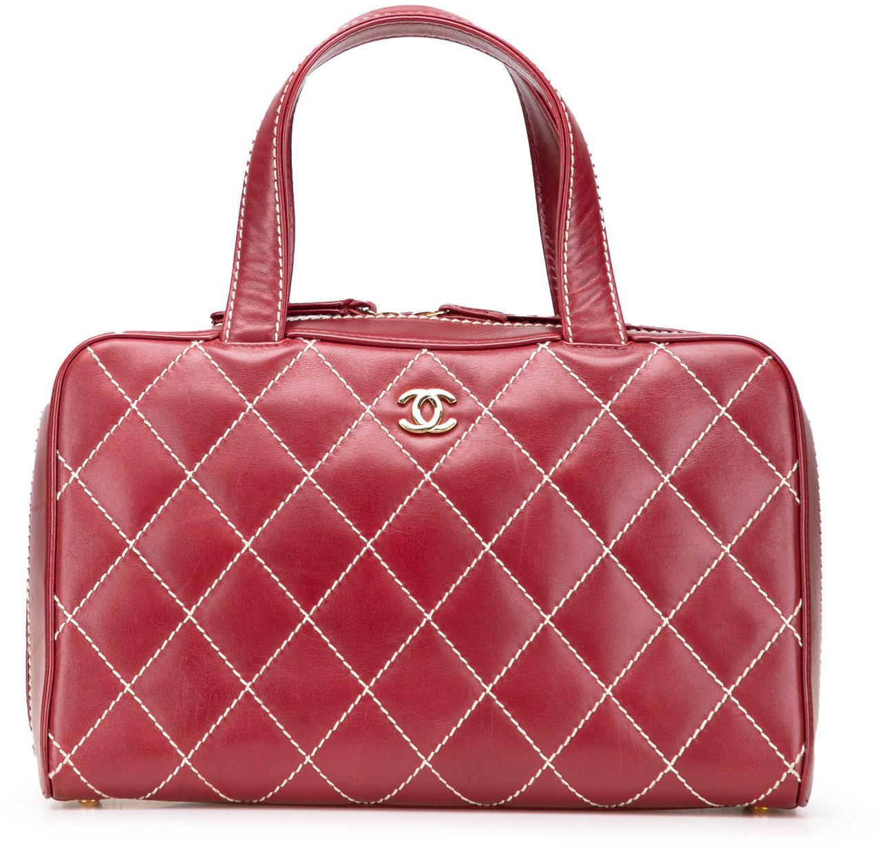 Chanel CC Lambskin Wild Stitch Handbag Rood