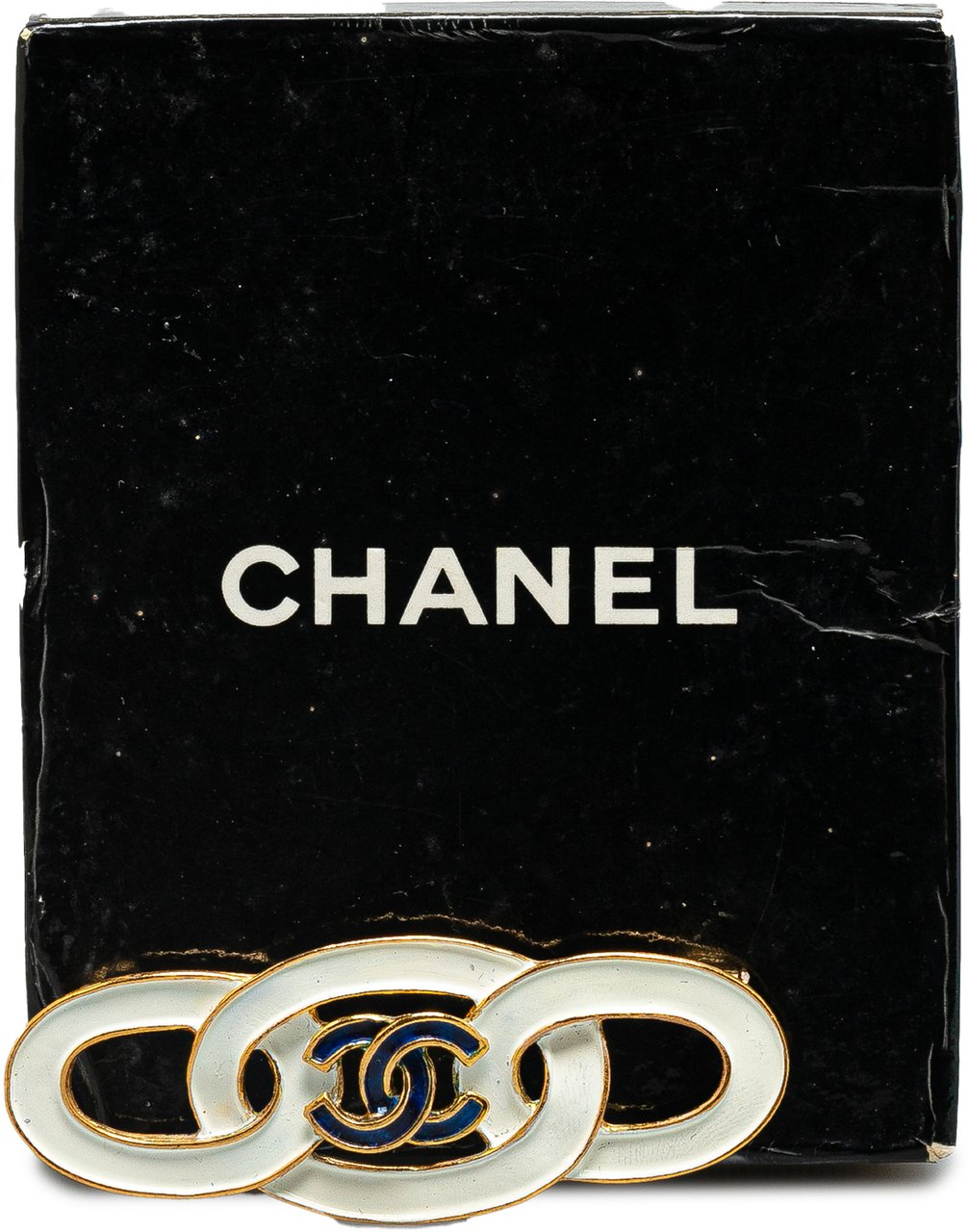 Chanel Gold Plated Enamel CC Brooch Wit