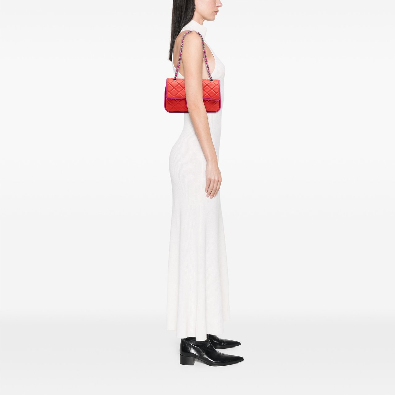 Chanel Medium Classic Bicolor Lambskin Double Flap Rood