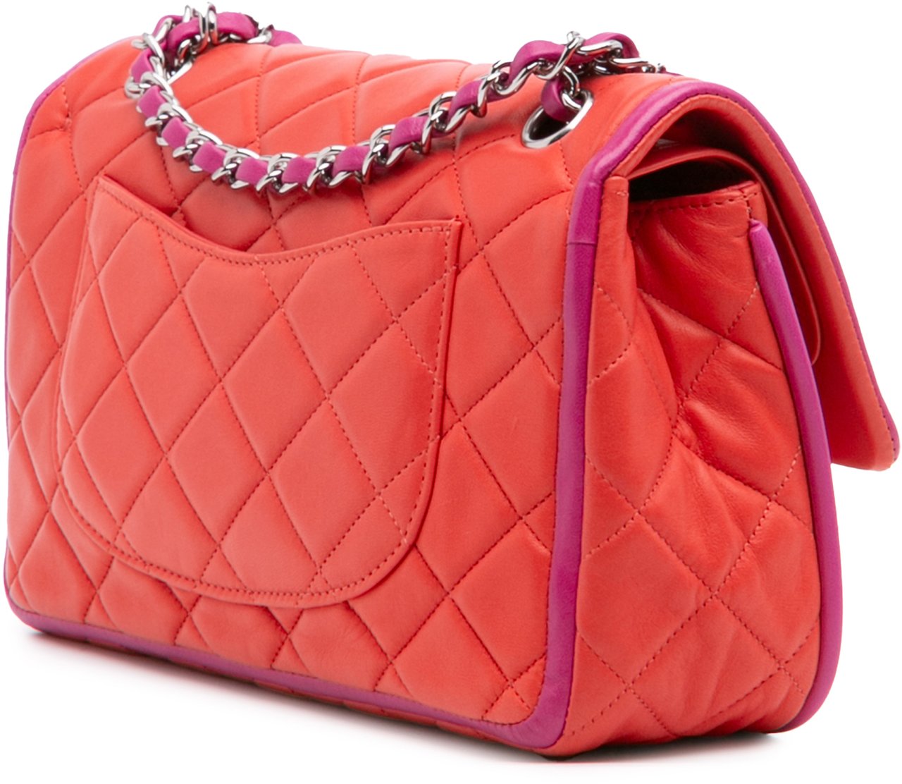 Chanel Medium Classic Bicolor Lambskin Double Flap Rood