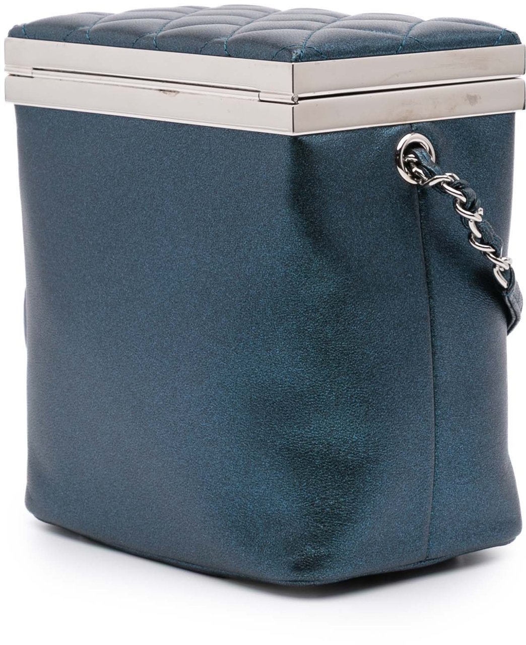 Chanel CC Metallic Calfskin Vanity Case Blauw