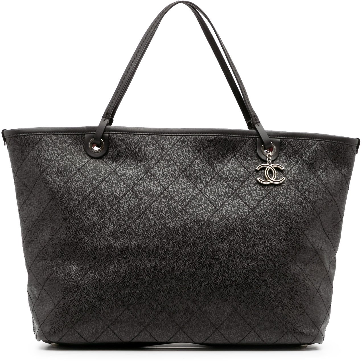Chanel XL Quilted Caviar Shopping Fever Tote Zwart