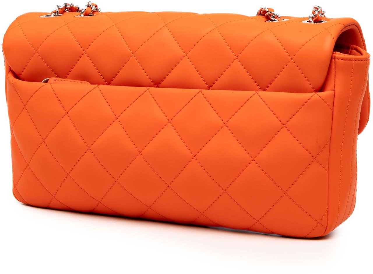 Chanel Medium Quilted Lambskin Rubber Coco Rain Flap Oranje