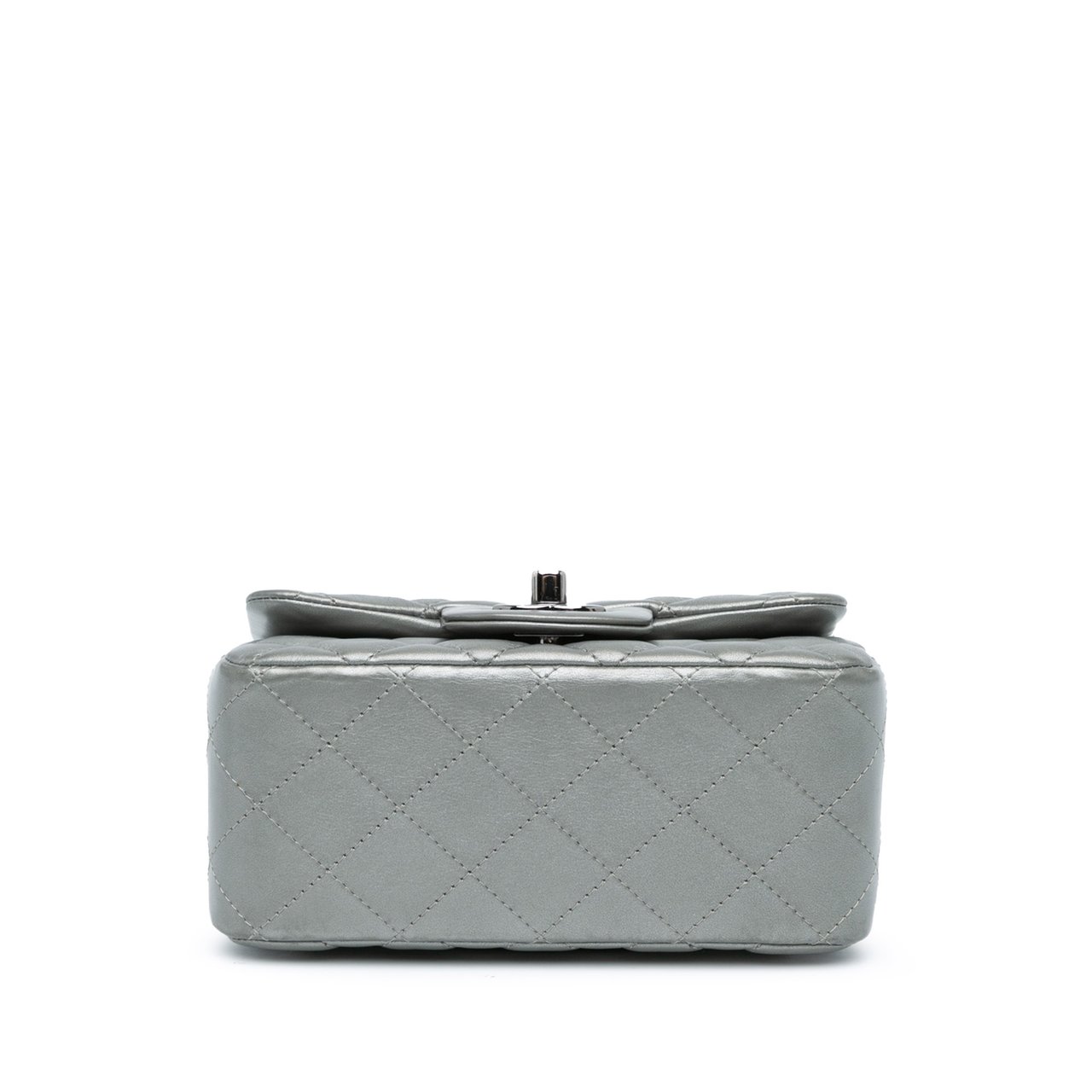 Chanel Mini Square Classic Calfskin Single Flap Zilver
