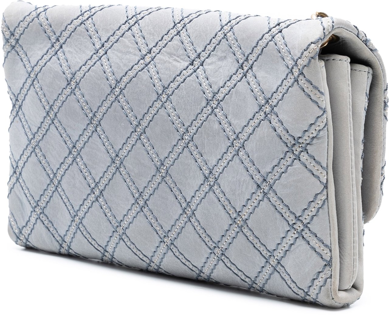 Chanel Medium Quilted Calfskin Triple Stitched Flap Blauw