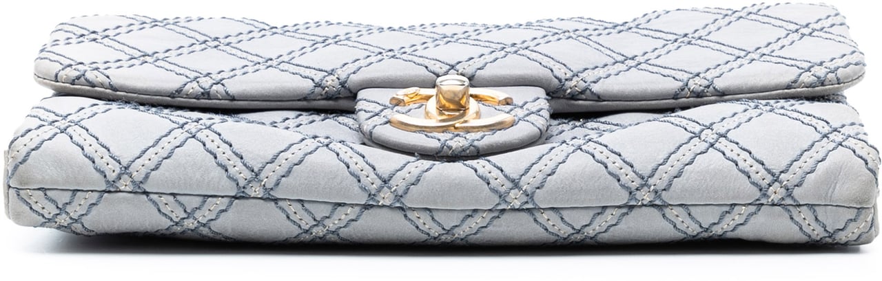 Chanel Medium Quilted Calfskin Triple Stitched Flap Blauw