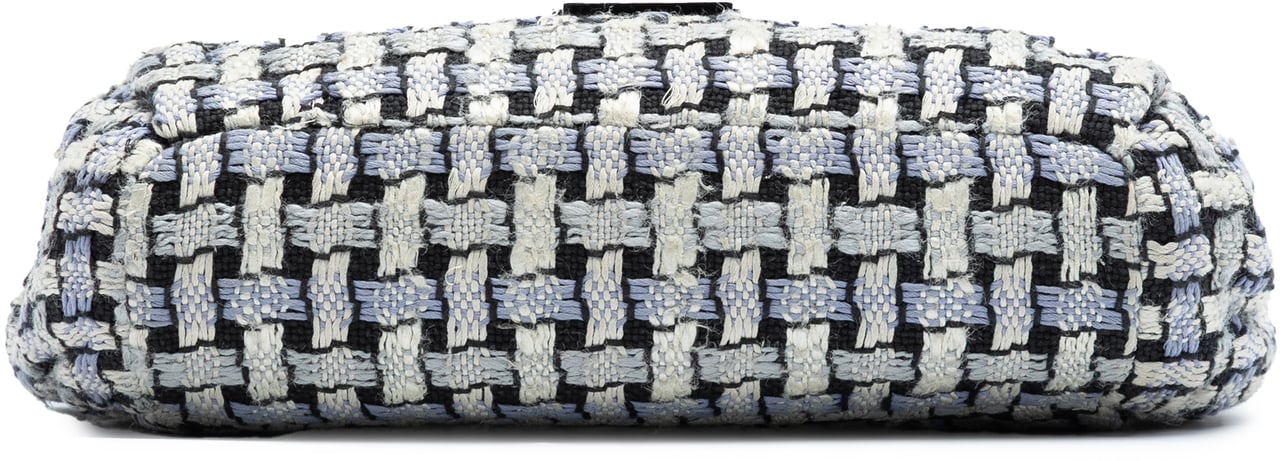 Chanel Tweed and Calfskin Woven Single Flap Zwart