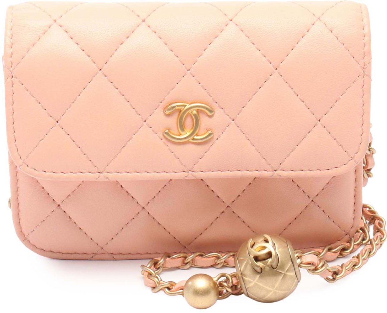 Chanel Mini Lambskin Pearl Crush Clutch On Chain Roze