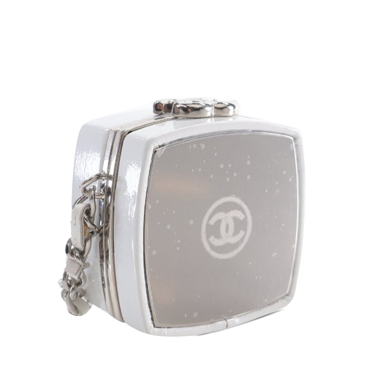 Chanel Patent Goatskin Make-Up Box Clutch With Chain Wit