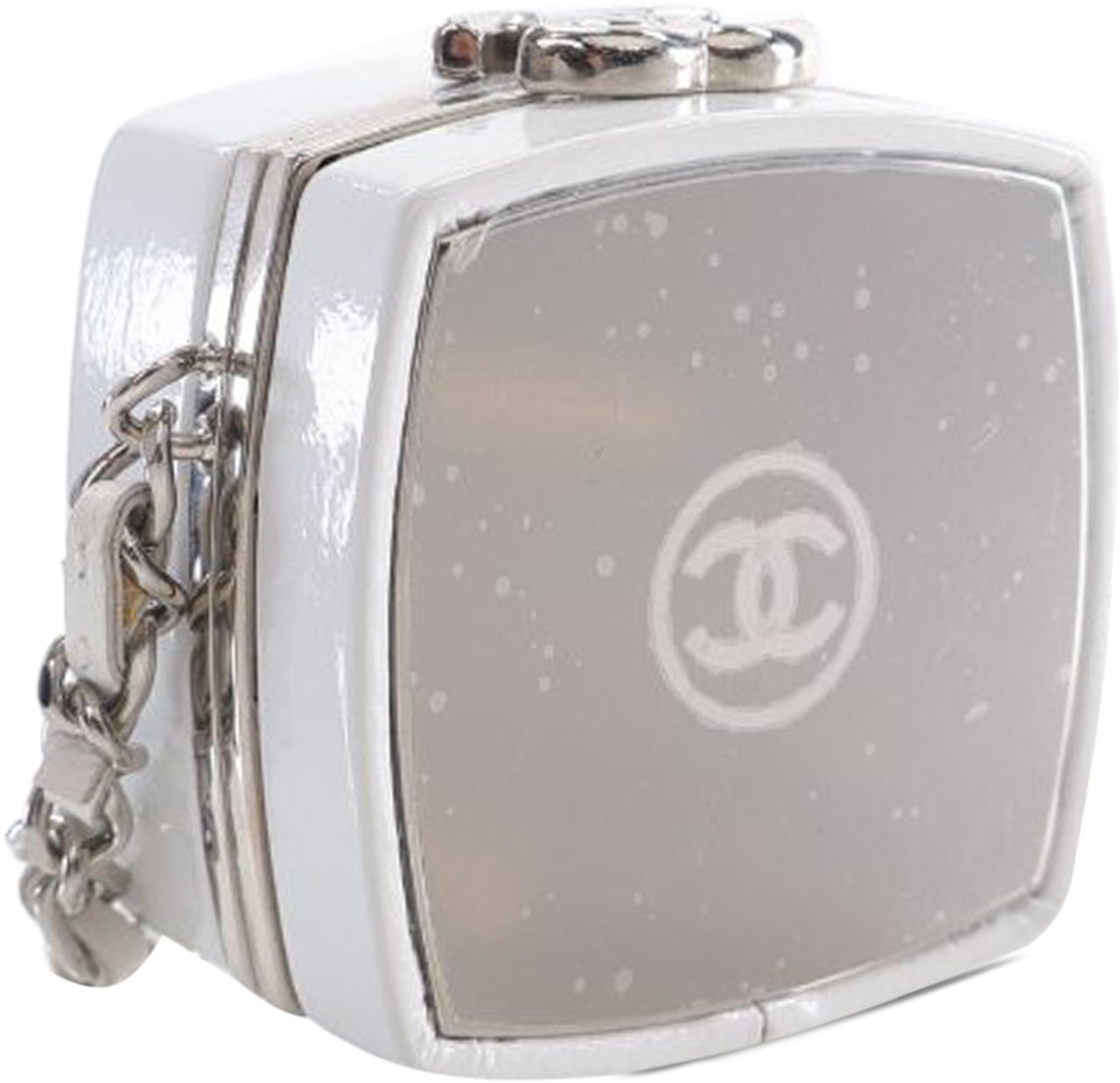 Chanel Patent Goatskin Make-Up Box Clutch With Chain Wit