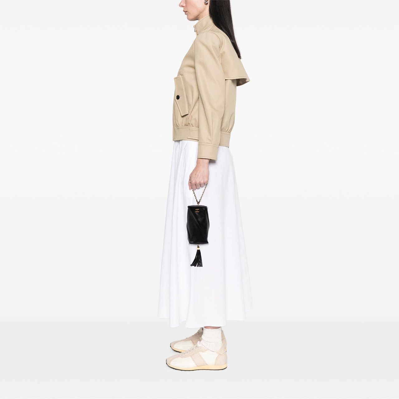 Chanel CC Lambskin Tassel Clutch with Chain Zwart