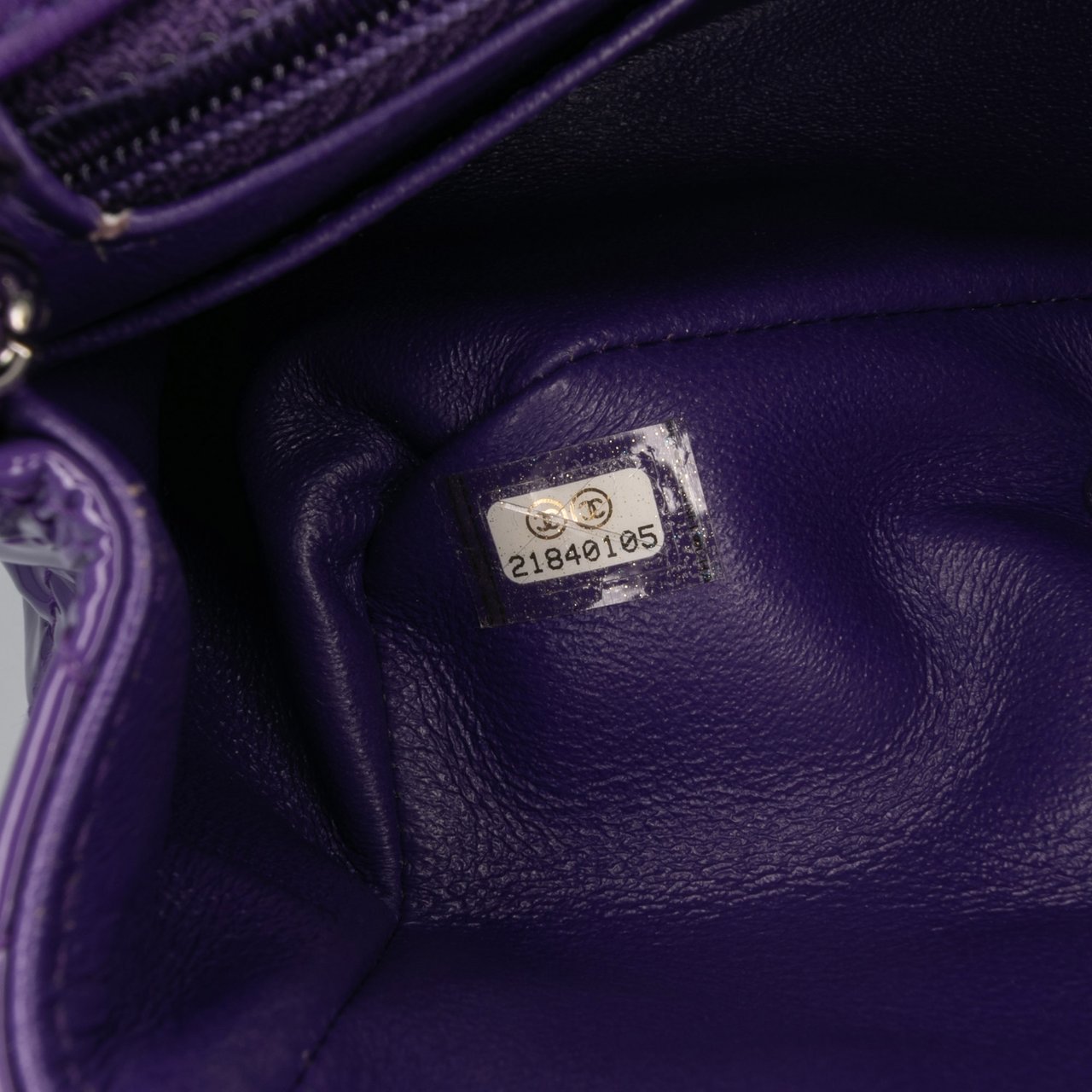 Chanel Mini Square Classic Patent Single Flap Paars
