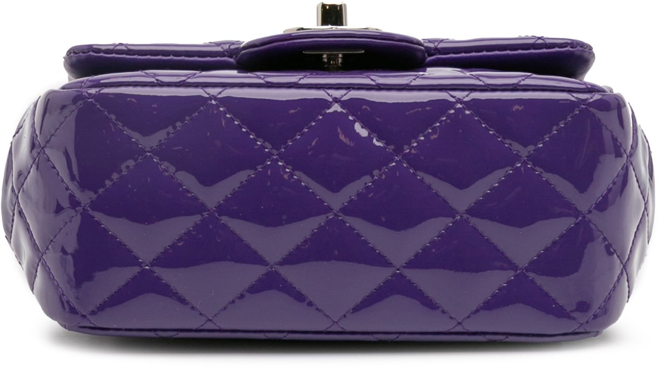 Chanel Mini Square Classic Patent Single Flap Paars