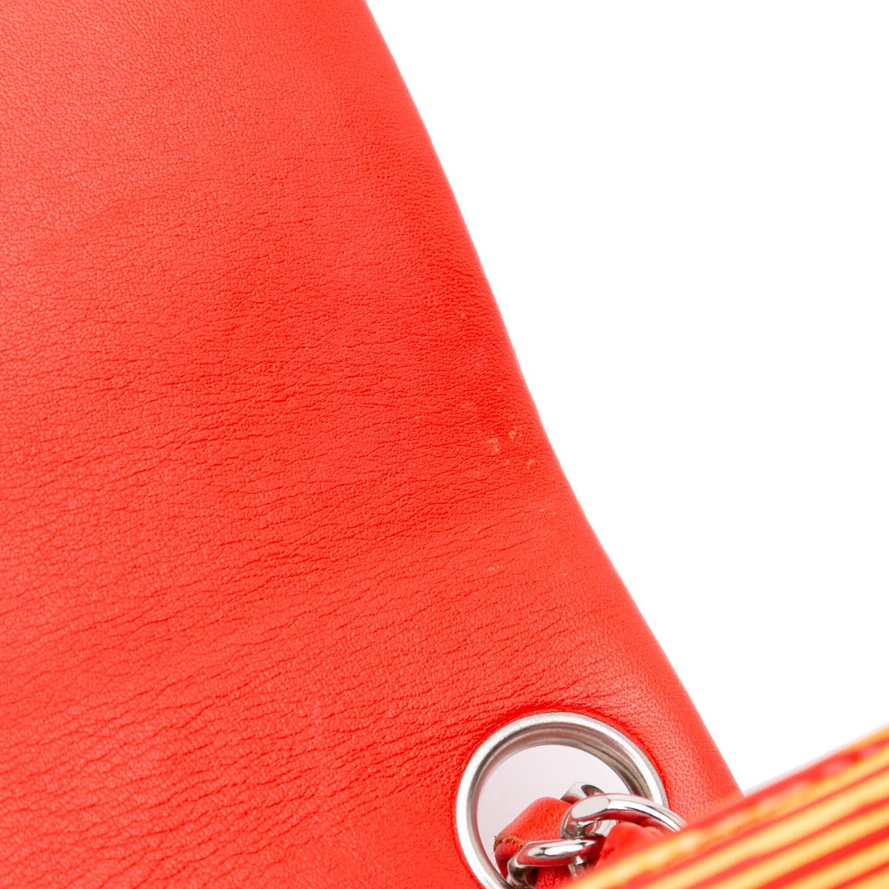 Chanel Mini Square Classic Patent Striped Single Flap Oranje