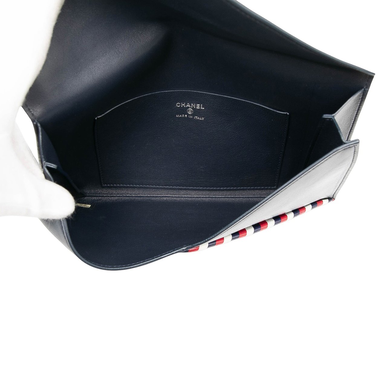 Chanel Lambskin Airlines Envelope Clutch Blauw