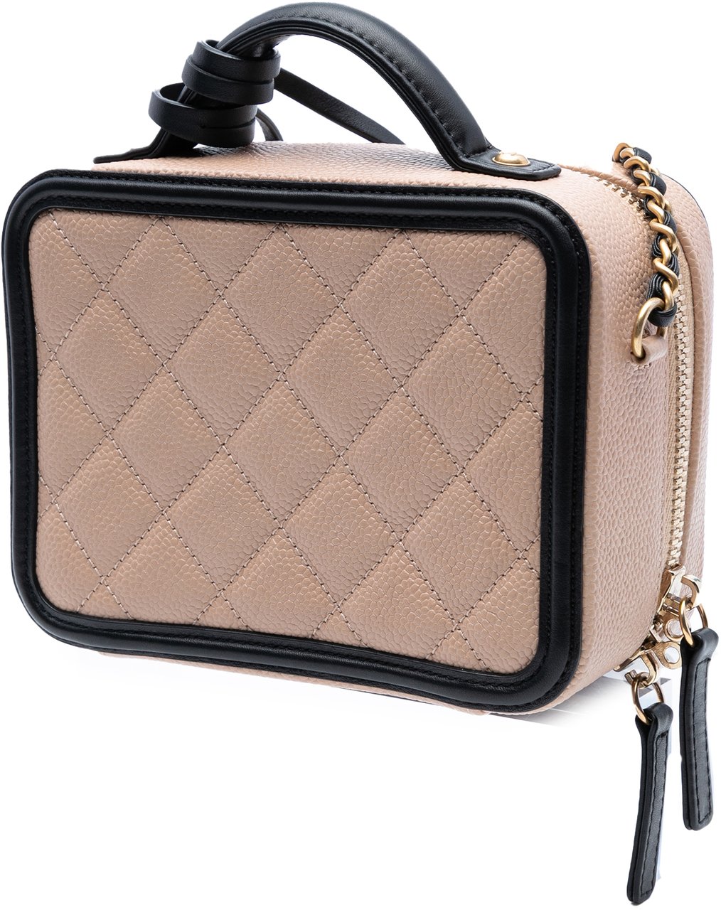 Chanel Small Caviar CC Filigree Vanity Case Bruin