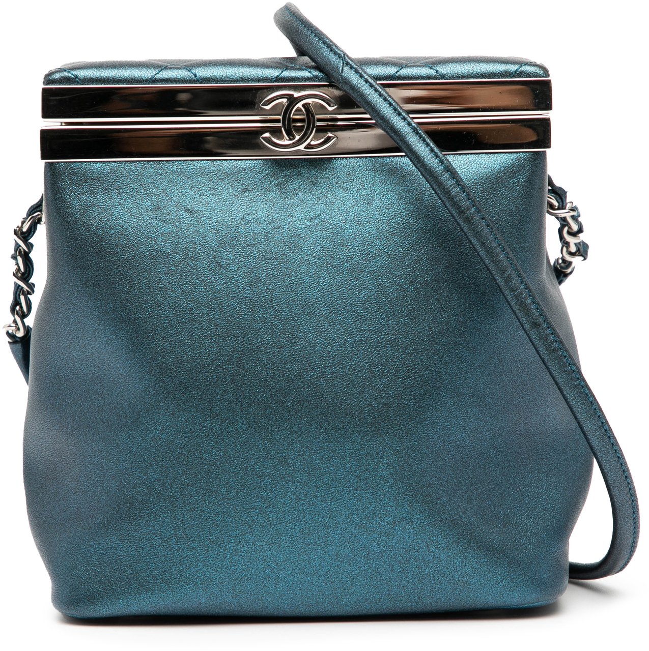 Chanel CC Metallic Calfskin Vanity Bag Blauw