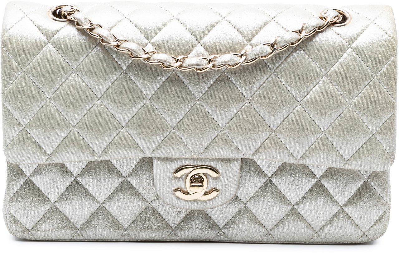 Chanel Medium Classic Iridescent Lambskin Double Flap Goud