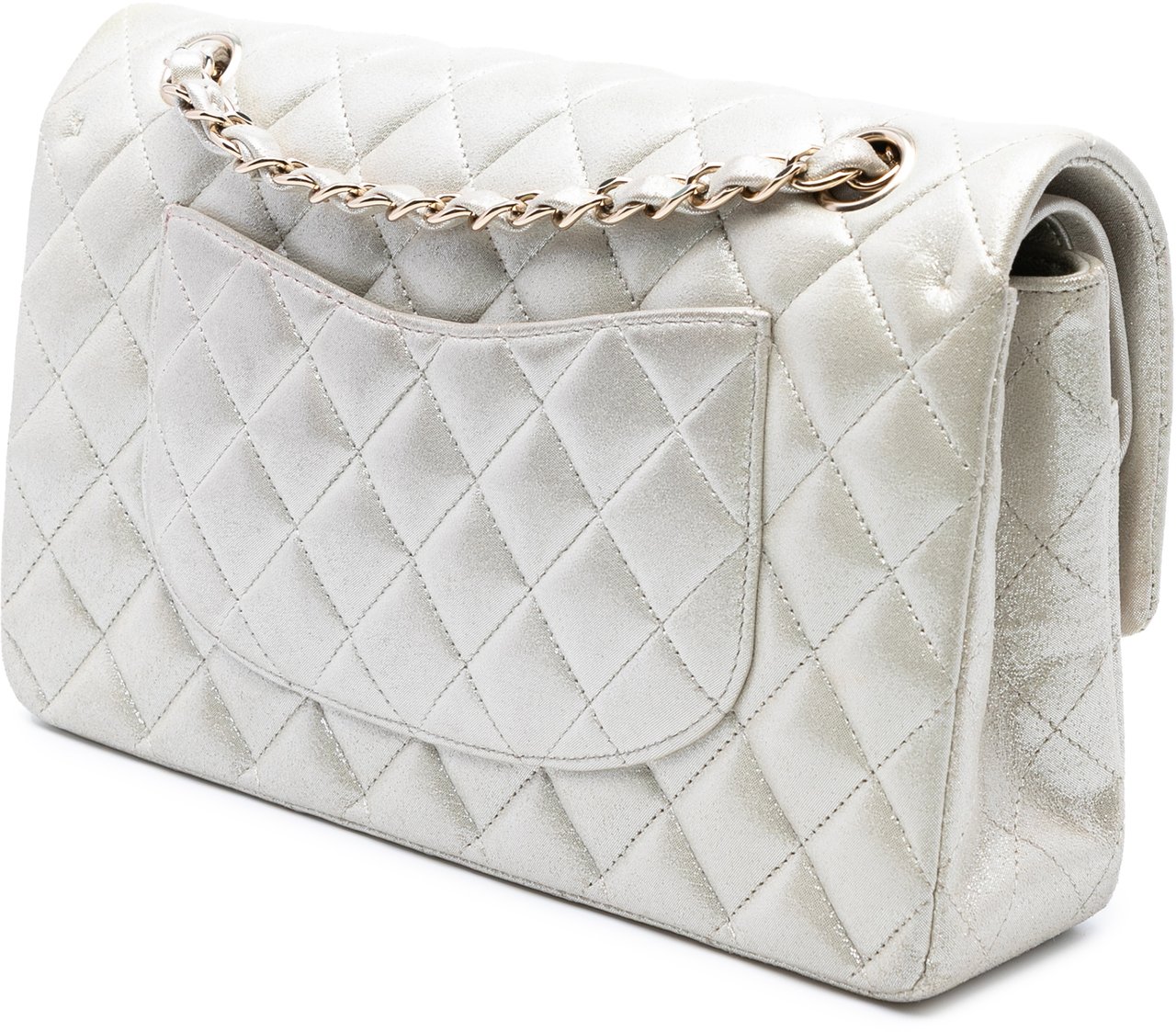 Chanel Medium Classic Iridescent Lambskin Double Flap Goud