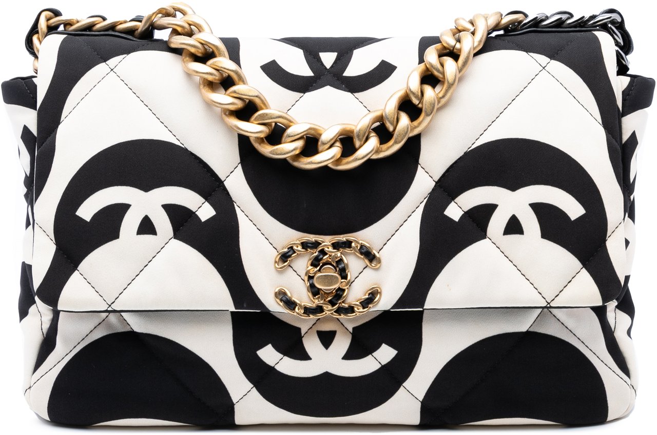 Chanel Large Printed Silk 19 Flap Wit