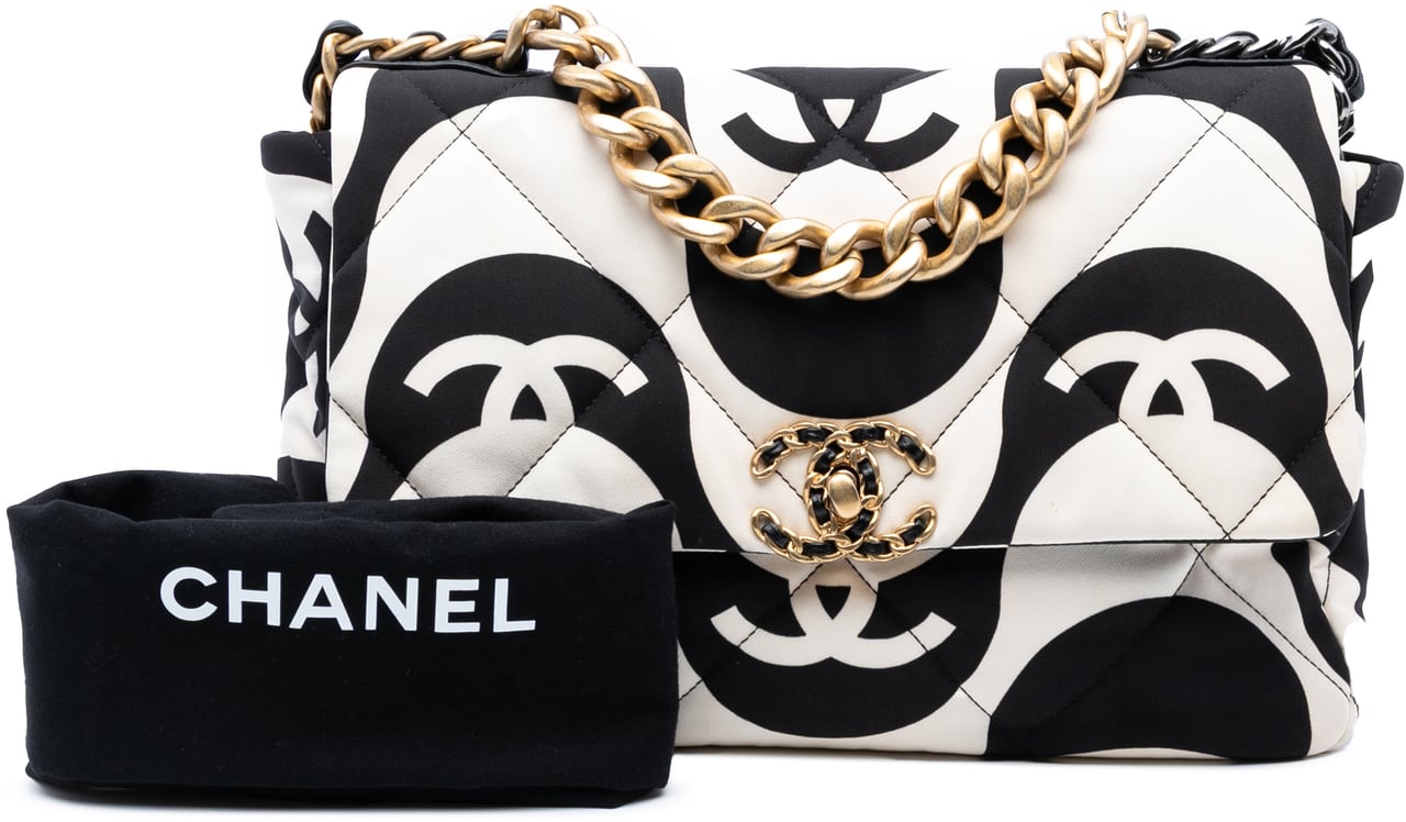 Chanel Large Printed Silk 19 Flap Wit