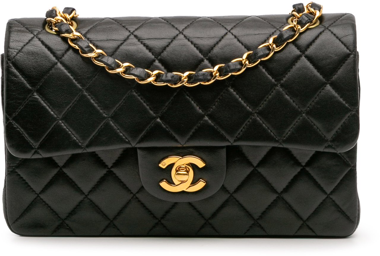 Chanel Small Classic Lambskin Double Flap Zwart