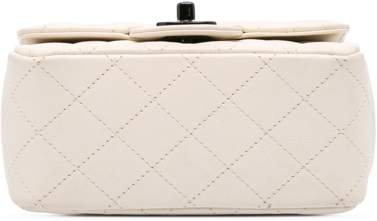 Chanel Mini Square Classic Crumpled Calfskin Single Flap Wit