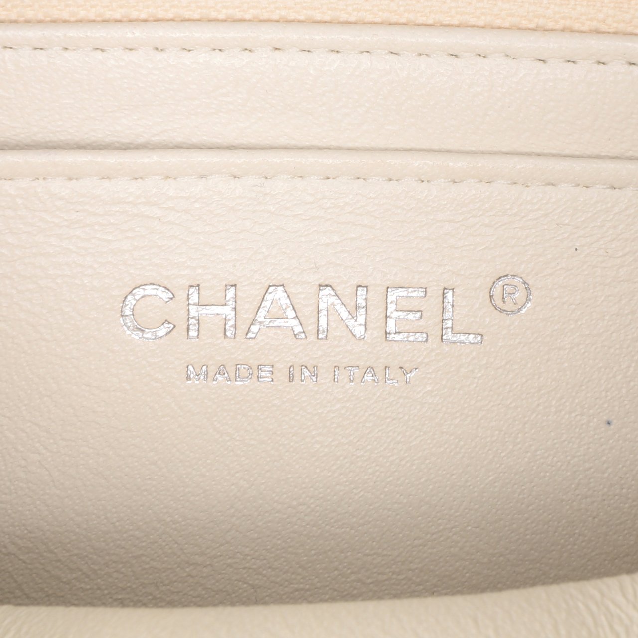 Chanel Mini Square Classic Crumpled Calfskin Single Flap Wit
