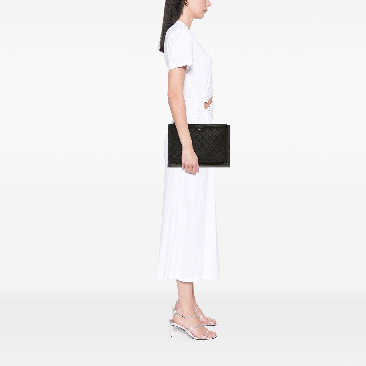 Chanel CC Stitched Lambskin Clutch Zwart