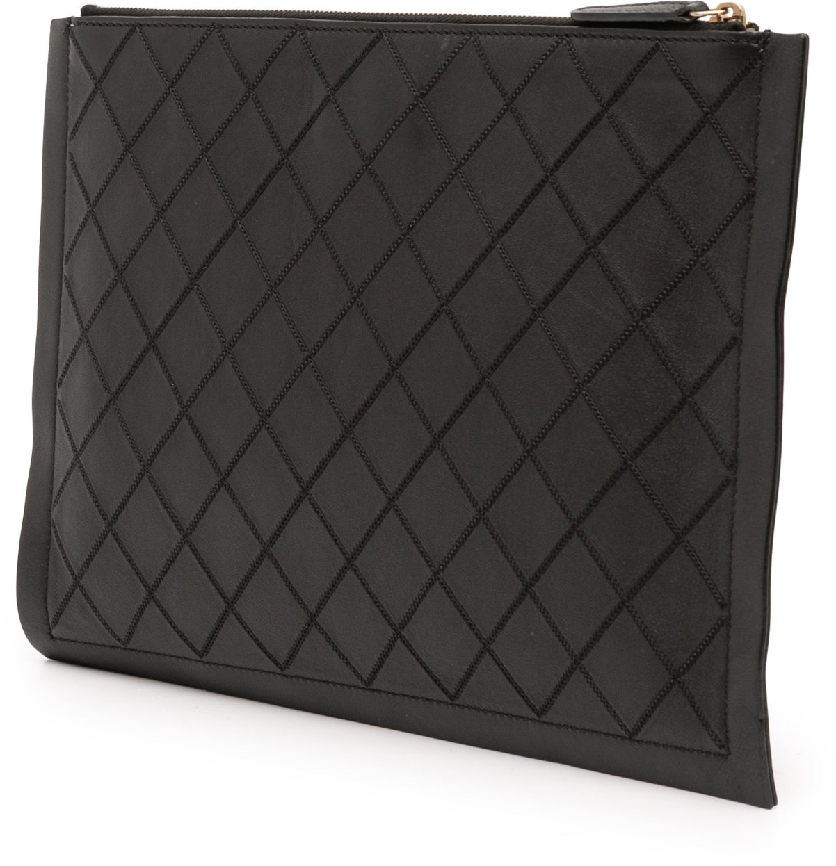 Chanel CC Stitched Lambskin Clutch Zwart