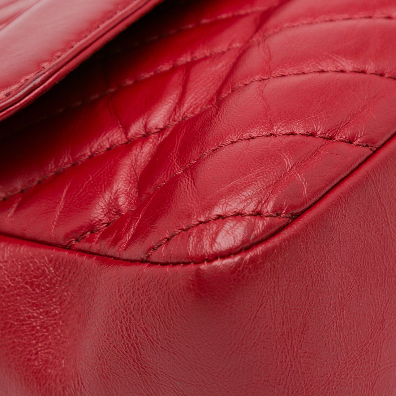 Chanel CC Chevron Calfskin Top Handle Flap Rood