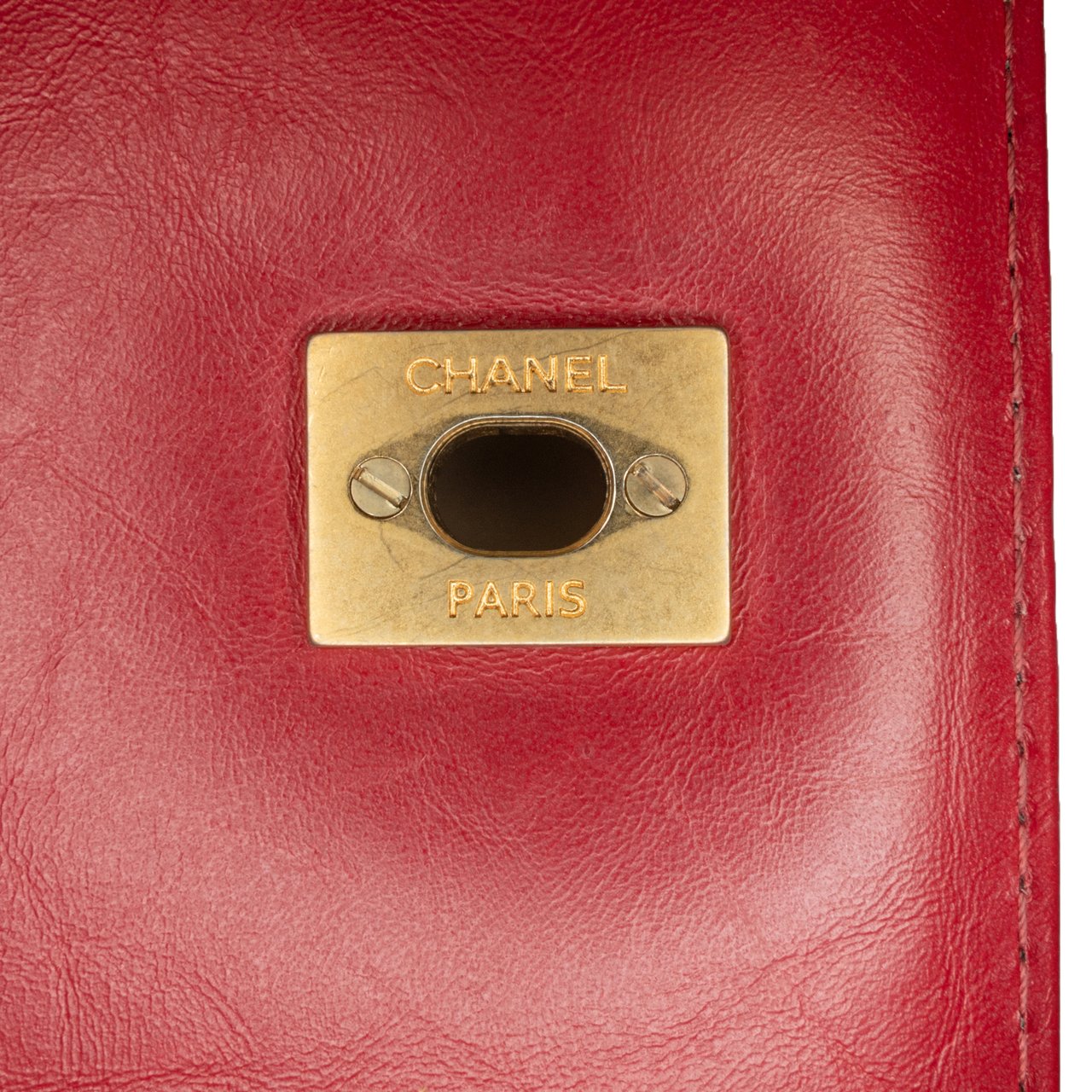 Chanel CC Chevron Calfskin Top Handle Flap Rood