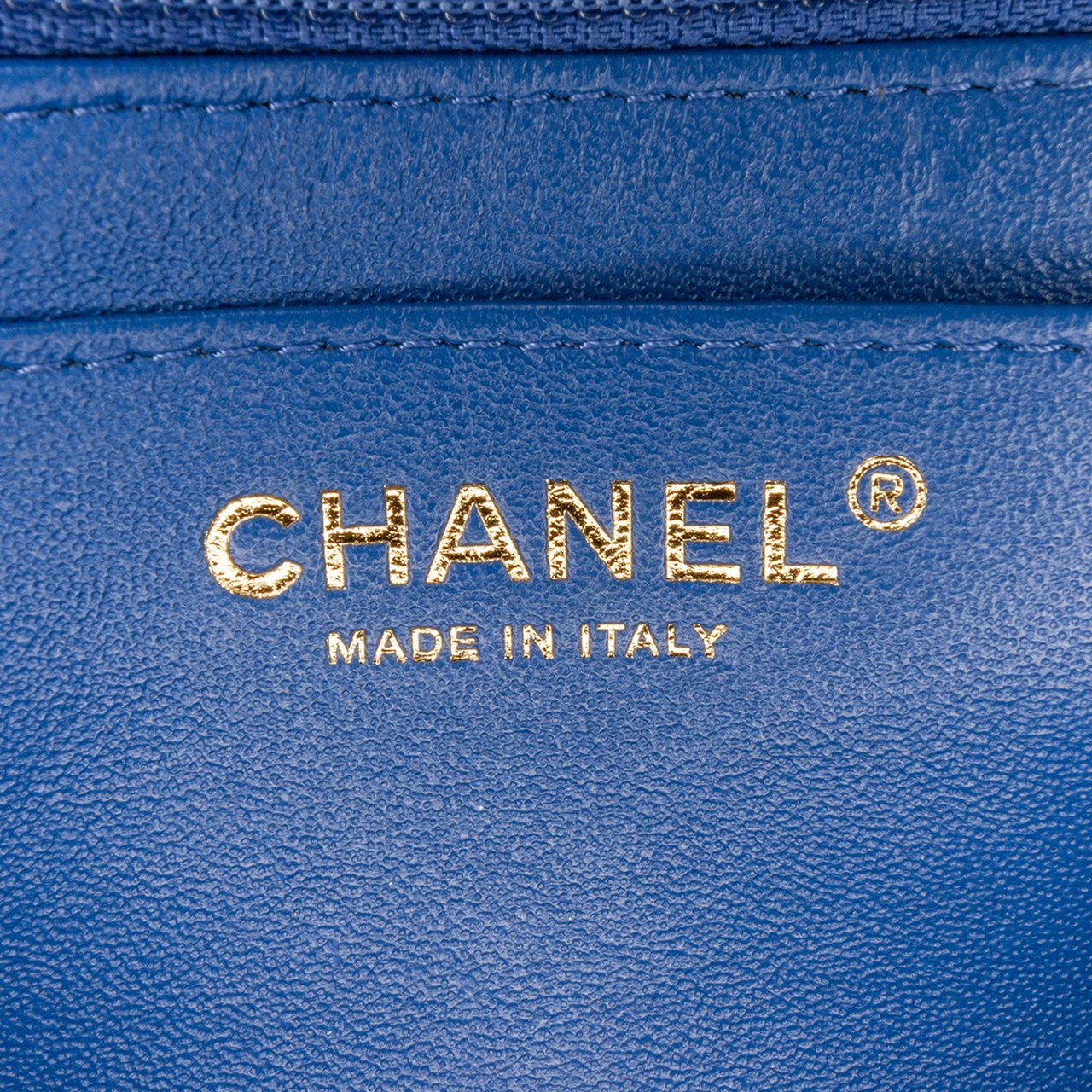 Chanel Mini Square Classic Chevron Lambskin Single Flap Blauw