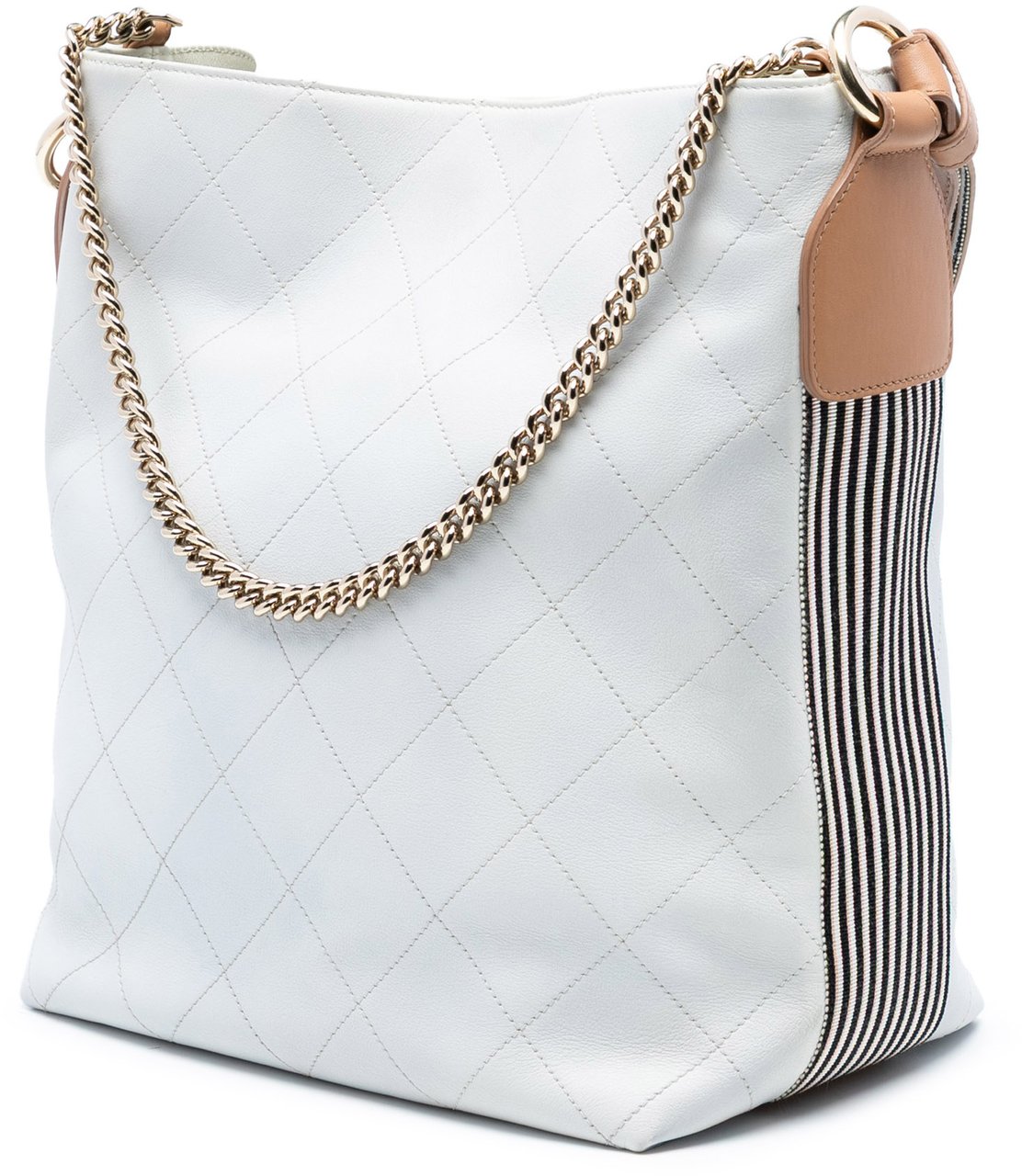 Chanel Large Stitched Calfskin Button Up Hobo Wit