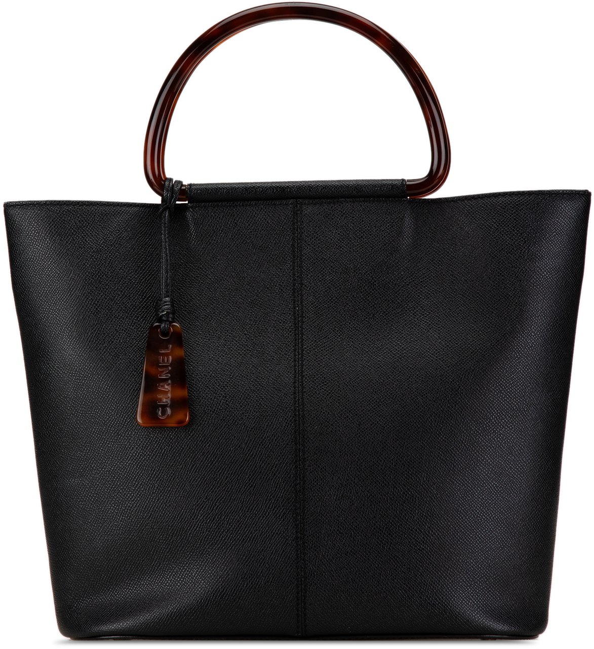 Chanel Caviar Tortoise Top Handle Tote Zwart