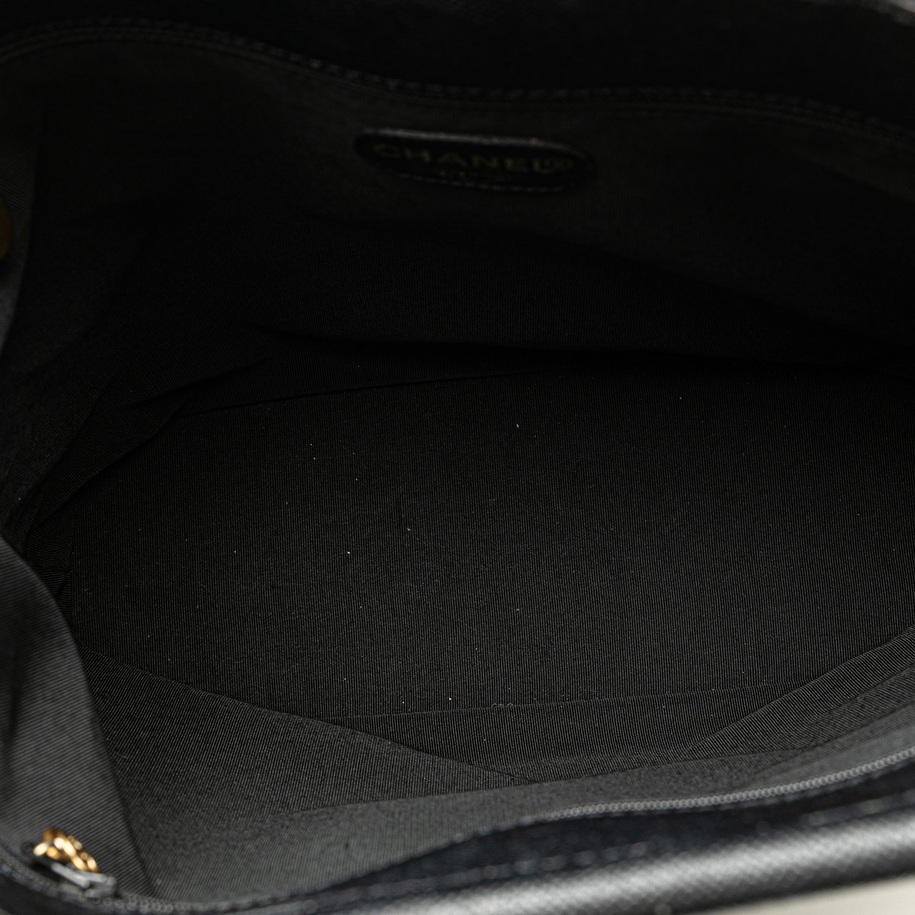 Chanel Caviar Tortoise Top Handle Tote Zwart