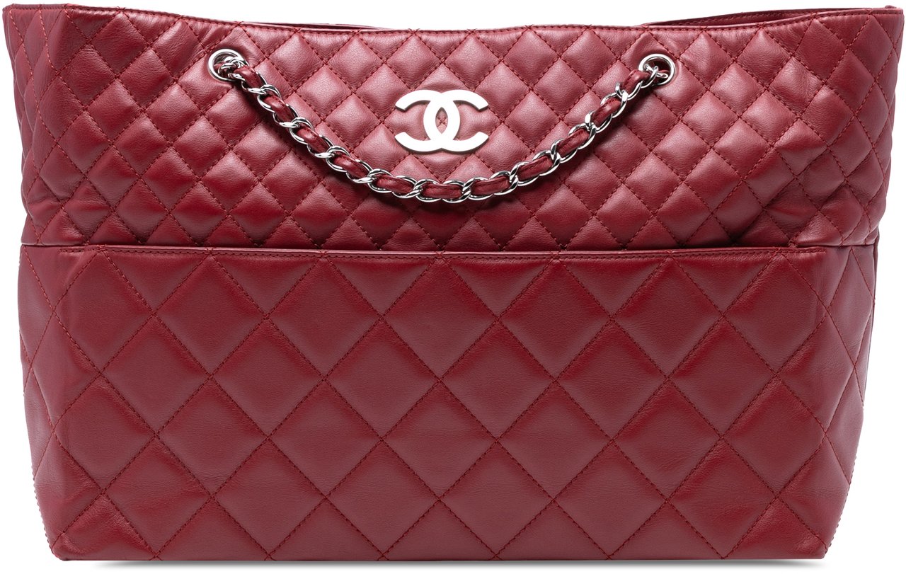 Chanel Large Quilted Calfskin In the Business Shopping Tote Rood