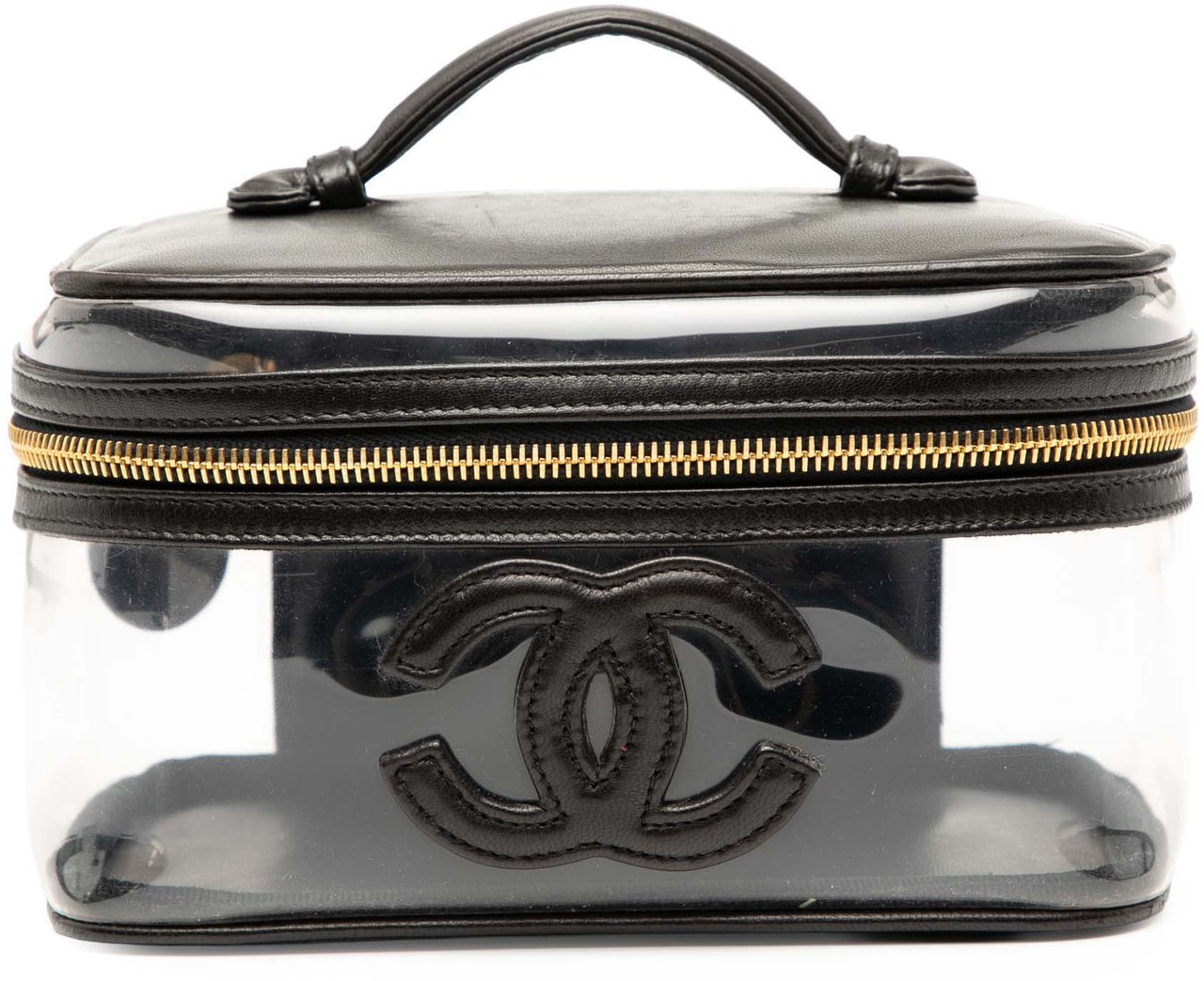 Chanel CC Vinyl and Calfskin Vanity Case Wit